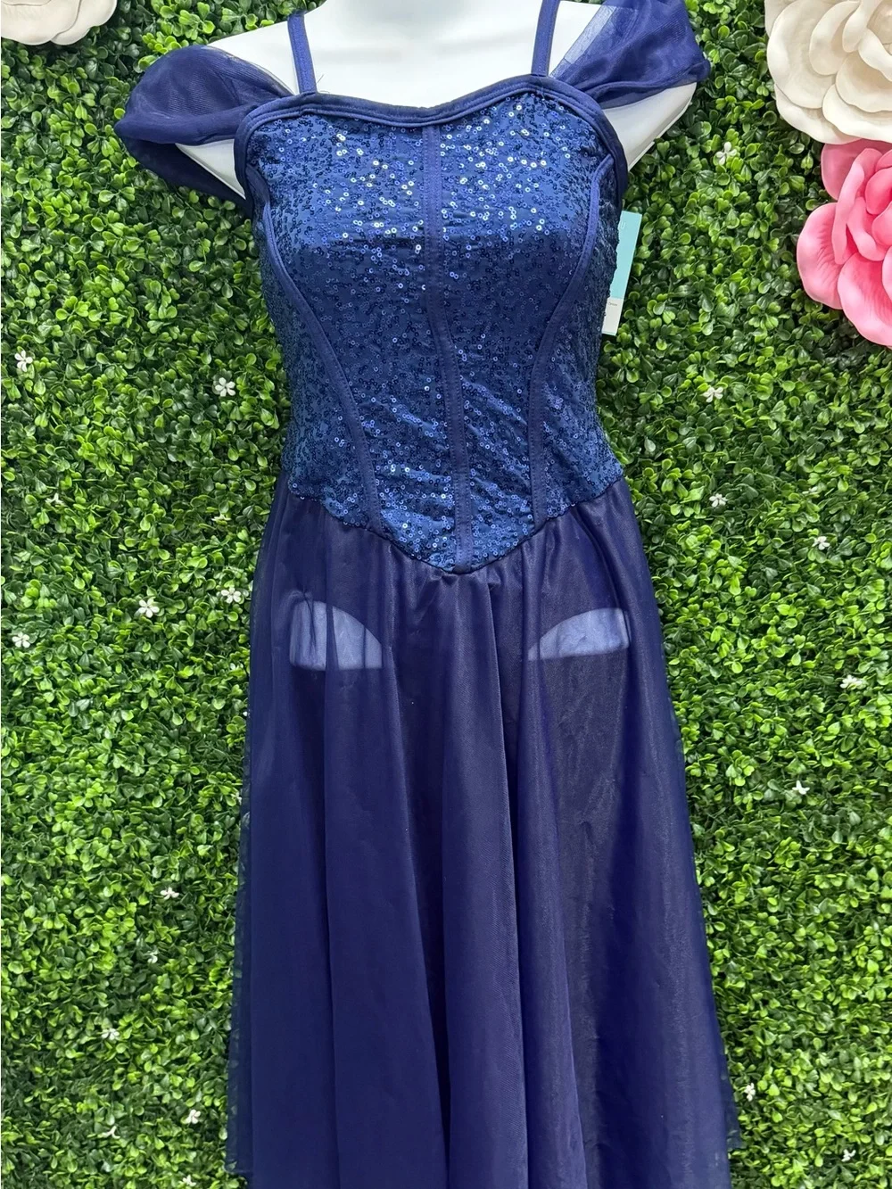 Navy Sequin Girls' Dance Costume Dress